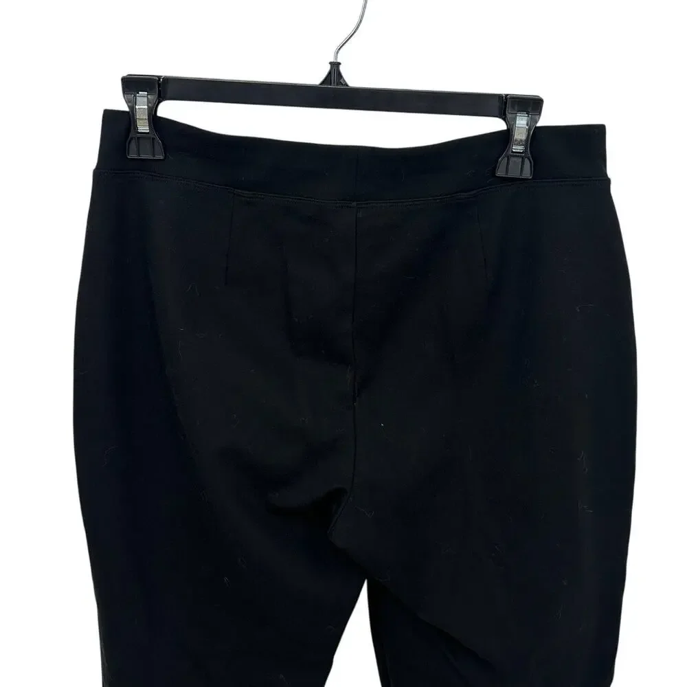 EILEEN FISHER Stretch Ponte Pull-On Pants in Black // Medium Petite